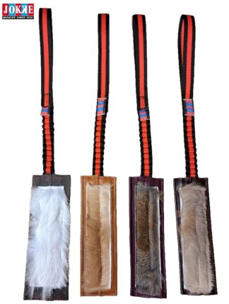 Joustokahvallinen kaniturkispatukka nahkarungolla 50 cm x 2 cm (kahva) x 6 cm ( nahkaosa )