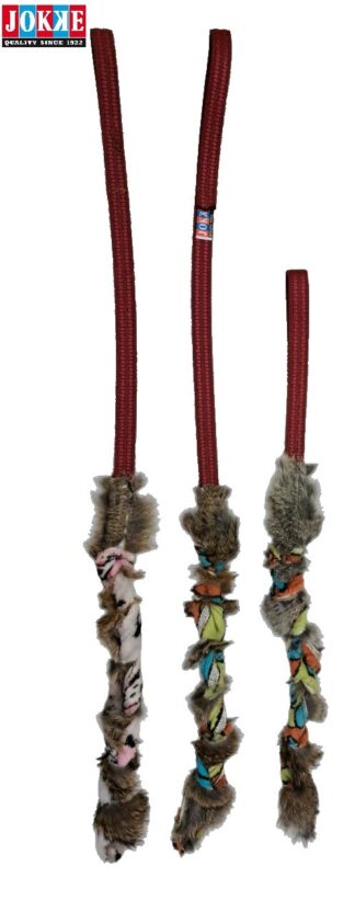 RabbitTwister - punottu 40 cm pitkä kaniturkis & fleece -puruosa on nauhavahvistettu x 2 cm kahvamateriaali